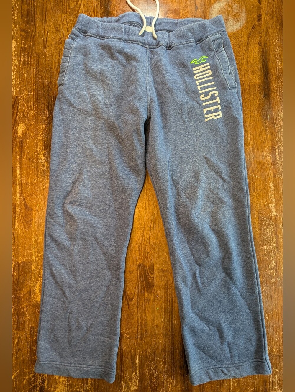 Hollister Vintage Y2K Sweatpants Womens Medium Blue Wide Leg Activewear Logo